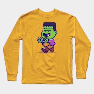 Cute Frankenstein Walking Cartoon Long Sleeve T-Shirt